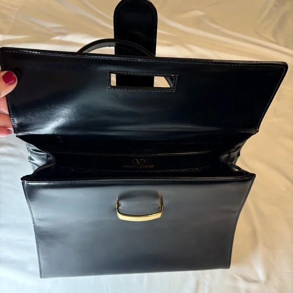 VALENTINO Black Top Handle Leather Bag EUC & STUNNING - Picture 12 of 14